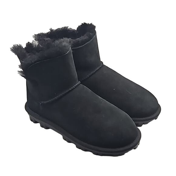 NWOT Kirkland Signature Women’s Black Suede Shearling Lined Winter Boots Size 6W - Picture 2 of 6